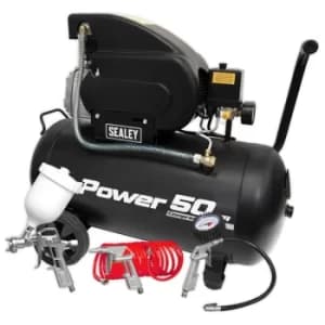Sealey SAC5020APK Compressor 50L Direct Drive 2hp with 4pc Air Acc...