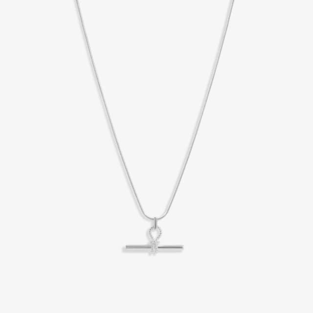 Simply Silver Sterling Silver 925 Polished Textured T bar Pendant Silver