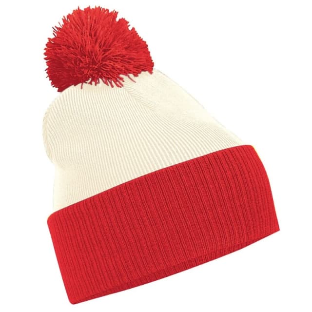 Beechfield Beechfield Men Snowstar Two Tone Beanie in Off White Off White One Size Male 5063527669155