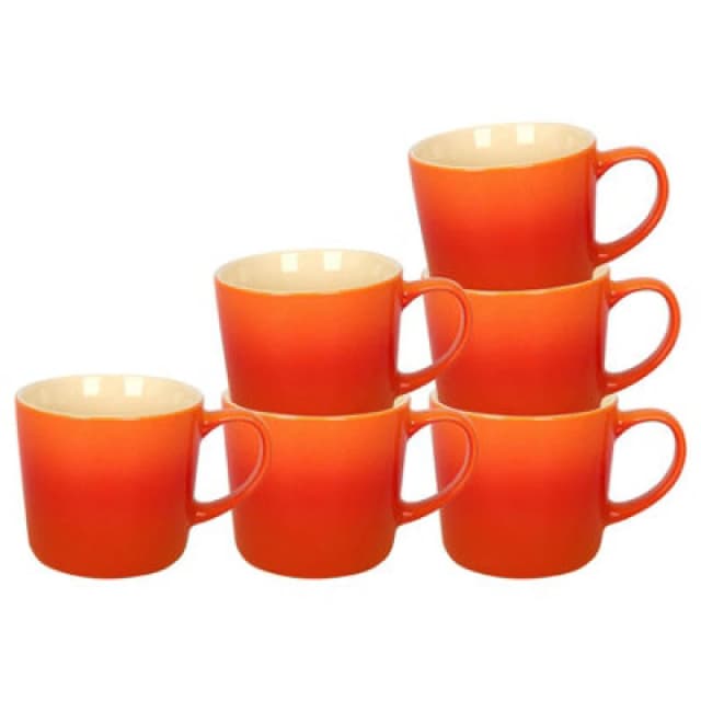 Argon Tableware New Bone China Ombre Mugs - 330Ml - Orange - Pack Of 6