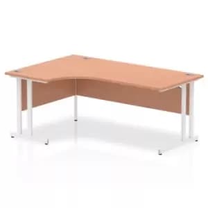 Impulse 1800mm Left Crescent Desk Beech Top White Cantilever Leg MI001877