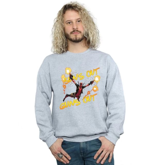 Marvel Marvel Men Deadpool Sun's Out Guns Out Sweatshirt in Grey Size: Small Grey S Male 5057736820124