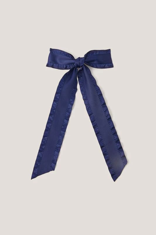 Monsoon Womens Frilly Bow School Hair Clip White in Blue Blue Female One Size