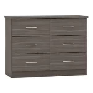 Seconique Nevada 6 Drawer Chest - Black Wood Grain