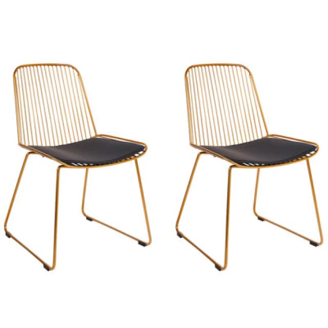 Beliani Set Of 2 Dining Chairs Pensacola Metal Gold