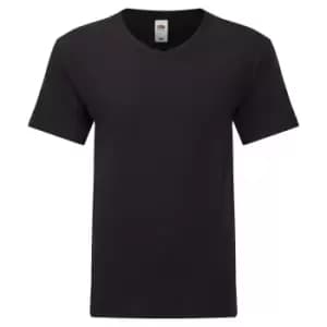 Fruit Of The Loom Mens Original V Neck T-Shirt (S) (Black)