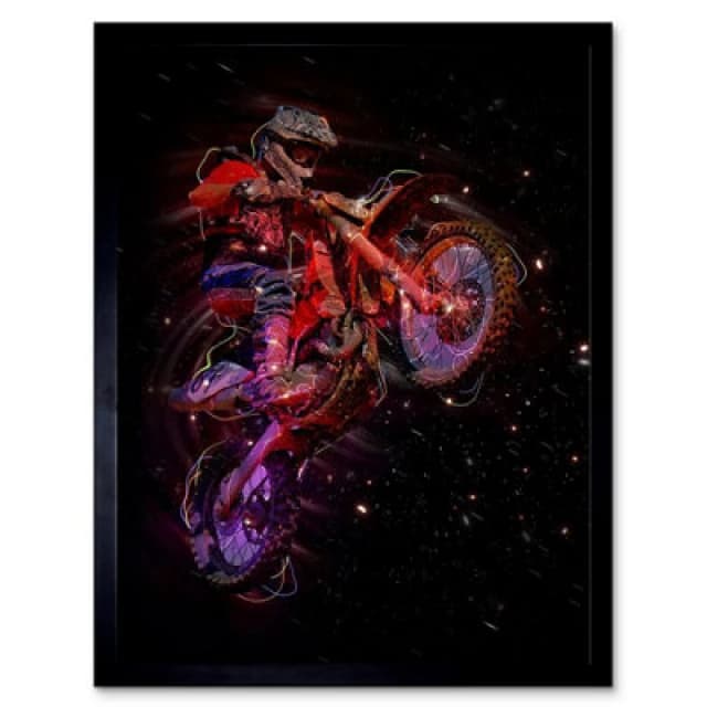 Artery8 Electric Light Motocross Bike Home Decor 12X16" Framed Wall Art Print