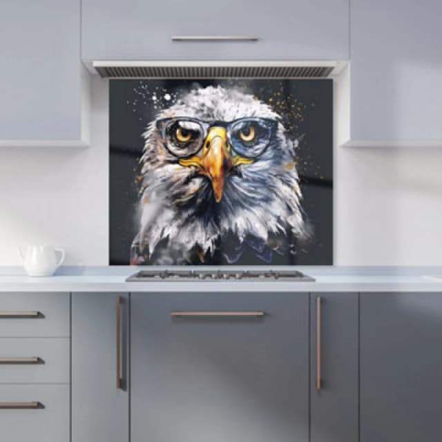 Warren Reed - Designer Eagle In Glasses Splashart Kitchen Splashback W900Mm X H750Mm, Multi WR00902-P449