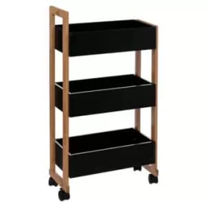 Natureo 3 Tier Bathroom Caddy On Wheels - Black