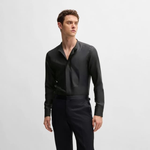 Boss L-Hays-Party-244 Silk Shirt Black male 16