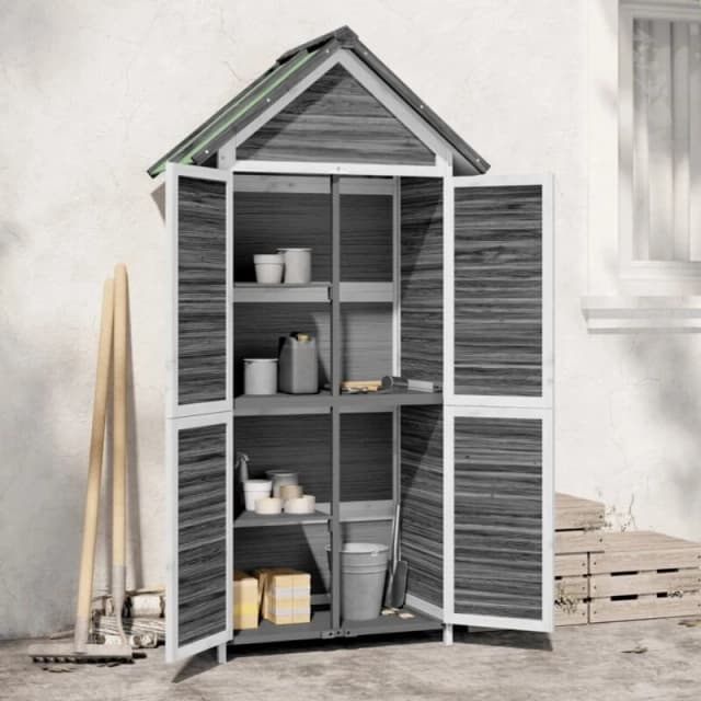 VIDAXL Garden Tool Shed Grey 89x52.5x175cm Solid Wood Pine Vidaxl 8720845798185