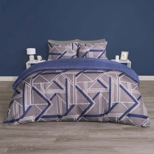 OHS OHS Geo Duvet Cover Set Quilt Pillowcase Bedding Abstract Reversible in Charcoal Size: Double Charcoal Double Unisex 5027434200061