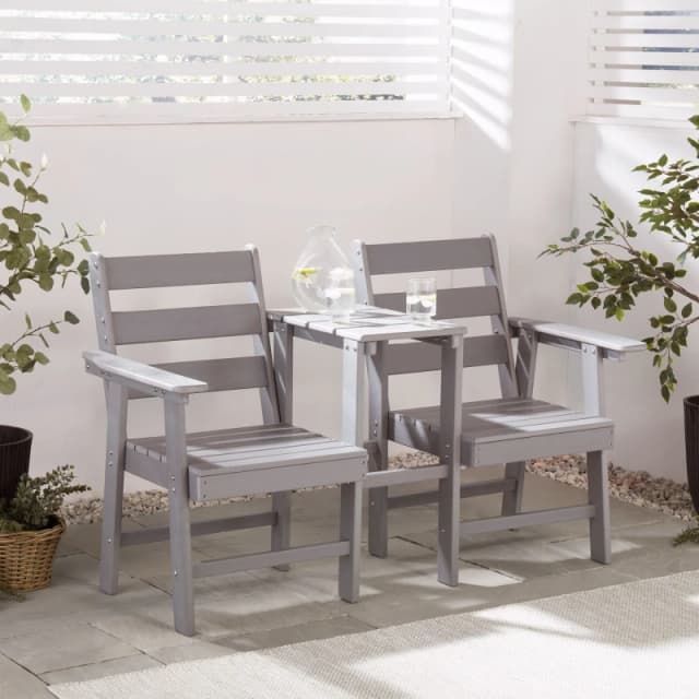 VonHaus Waterproof HDPE Jack & Jill Garden Seat Grey