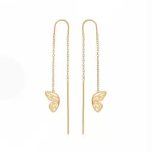 Butterfly Wing Chain Drop Gold Earrings