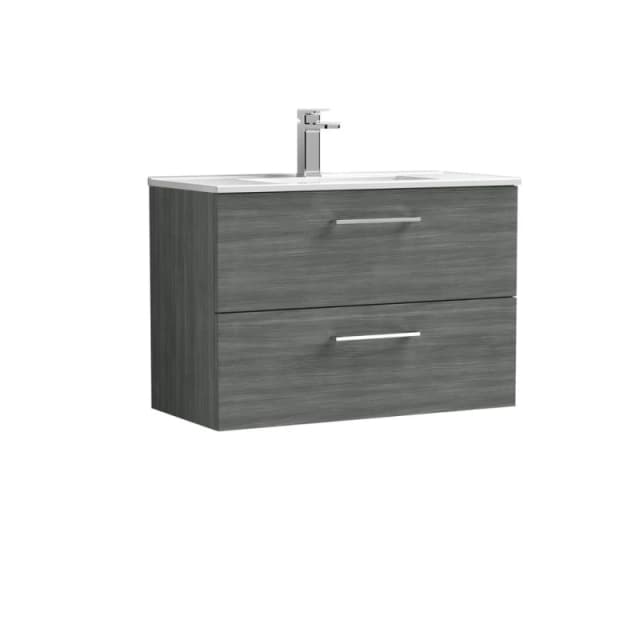 Balterley Bathroom 2 Soft Close Drawer, Wall Hung Vanity Unit, Anthracite, 800mm in Grey Grey Unisex