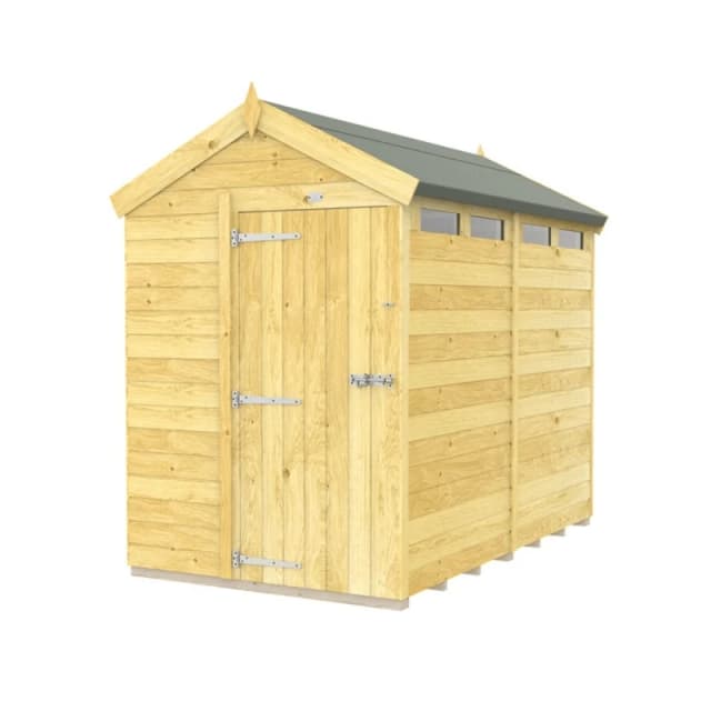 Buttercup Farm 5 x 8 Feet Apex Security Shed - Single Door - L243 x W147 x H217cm in Brown Brown Unisex