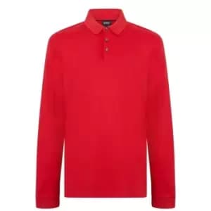 BOSS Pado 11 Long Sleeve Logo Polo Shirt - Red