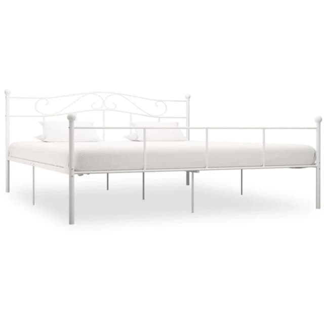 VIDAXL 284521 Bed Frame without Mattress White Metal 180x200cm Super King vidaXL 284521