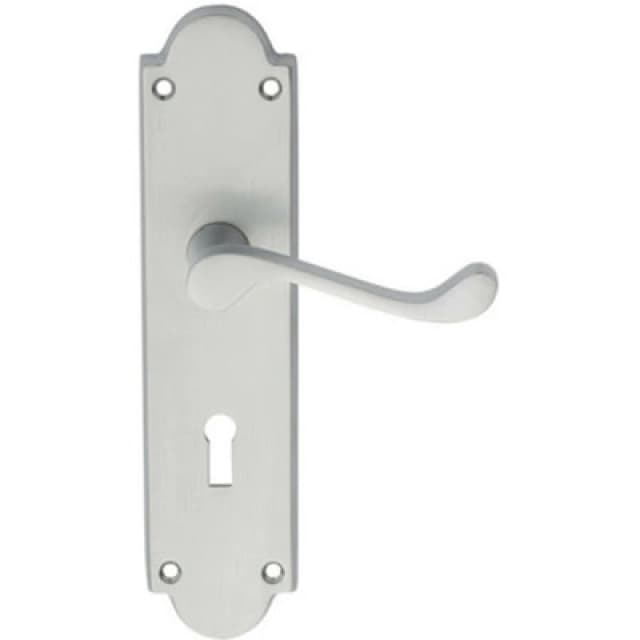 Loops PAIR Victorian Scroll Handle on Lock Backplate 205 x 49mm Satin Chrome Multi
