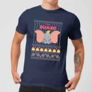 Disney Classic Dumbo Mens Christmas T-Shirt - Navy - L