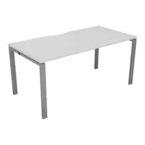 CB 1 Person Bench Desking with Cable Port and Silver Frame - 1200mm - White