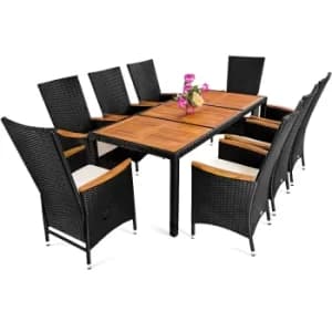 8 Seat Poly Rattan Garden Dining Set Verona Premium Black