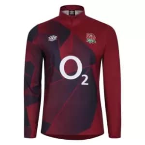 Umbro England Rugby Warm Up Mid Layer Top 2023 2024 Adults - Red