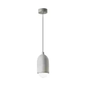 Irvine 10cm Dome Pendant Ceiling Light Grey Concrete Grey Fabric Wire LED E27 - Merano