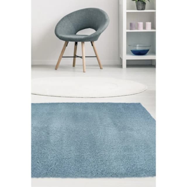 Melrose Super Soft Venus Shaggy Snuggly Plain Denim Area Rug 080/150Cm