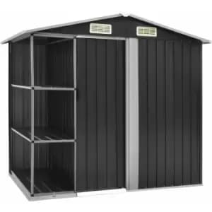 Vidaxl - Garden Shed with Rack Anthracite 205x130x183cm Iron - Grey
