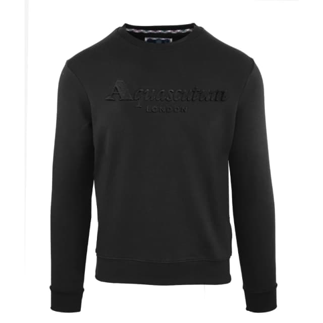 Aquascutum Mens Roundnk Sweat Crew Sweatshirt Crew Sweaters Small Black 52241403350