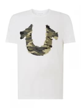 Mens True Religion Camo Horseshoe T Shirt White