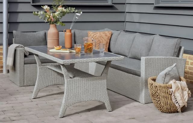 Mint Outdoor Stockholm Outdoor Lounge Set- 6 Seats Removable Cushions Garden Rattan- Grey Grey Unisex