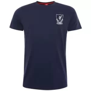 Liverpool FC Mens Crest T-Shirt (L) (Navy/White)