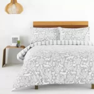 Furn. Skandi Woodland King Duvet Cover Set Cotton Grey