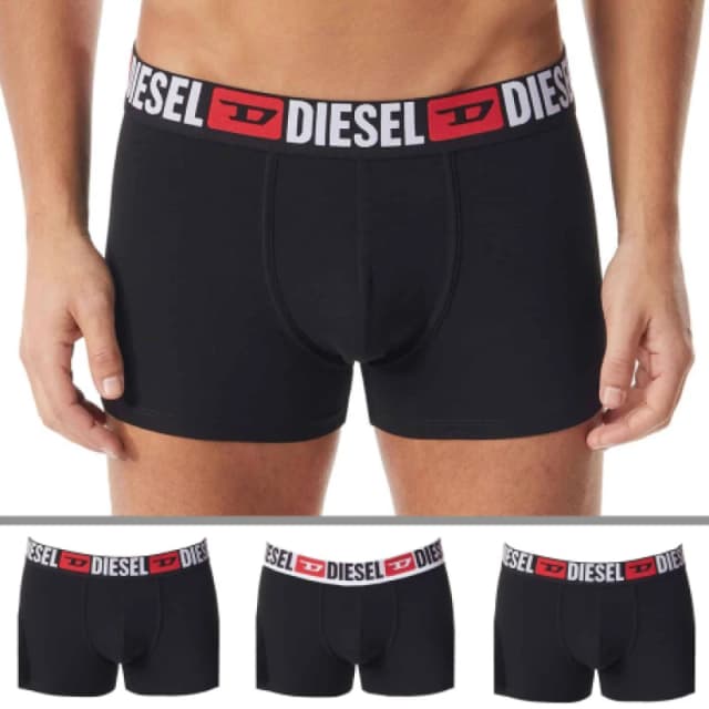 Diesel 3 Pack Denim Division Cotton Boxer Briefs - Black S
