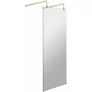 Wet Room Screen with Brass Support Arms and Feet 800mm Wide - 8mm Glass - Hudson Reed