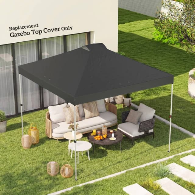 OUTSUNNY Gazebo Roof Replacement UV50+ Waterproof 3x3(m) Dark Grey Size: 3m x 3m Dark Grey Unisex 3m x 3m