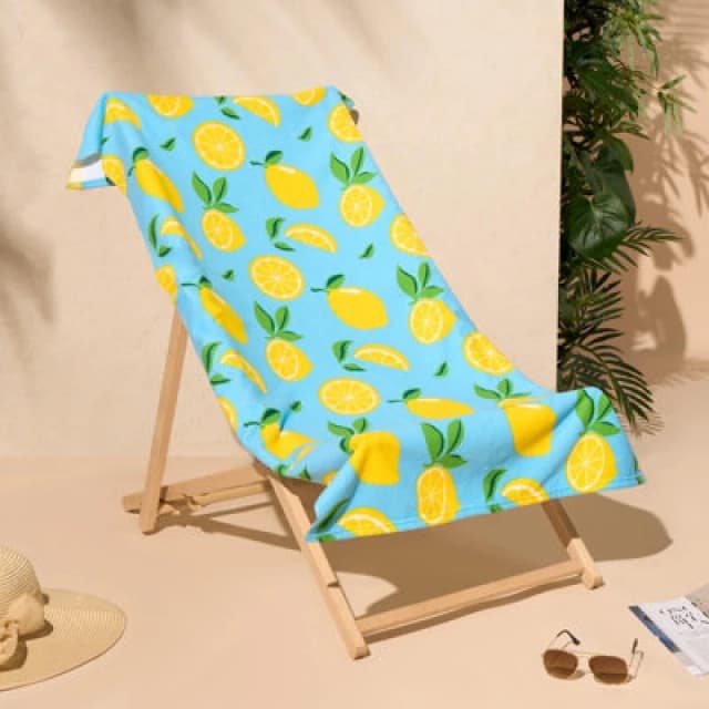 OHS OHS Lemon Large Towel Bath Quick Dry Summer Travel Microfibre Absorbent in Yellow Size: Bath Towel Yellow Bath Towel Unisex 5027434181162