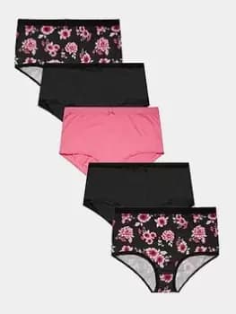 Yours Spring Floral Full Briefs (5 Pack) - Multi, Pink, Size 14-16, Women