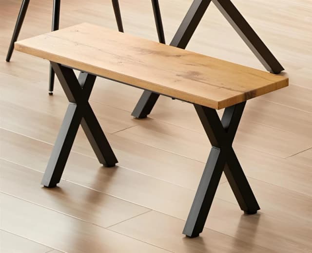 KOSY KOALA KOSY KOALA Wooden Brown Bench With Metal Legs for Dining, Work, or Study Brown One Size Unisex 5061055342458