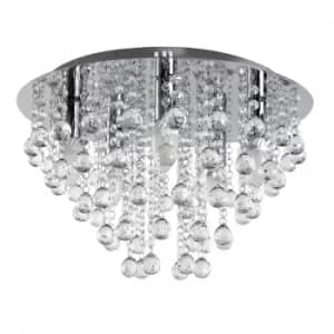 Eleska Round Ceiling Light in Chrome with Acrylic Ball Droplets