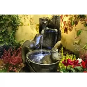 Tranquility Water Features - Otters at Tap Animal Solar Powered Water Feature