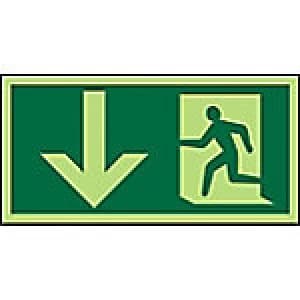 Fire Exit Sign Down Arrow Plastic 15 x 30 cm
