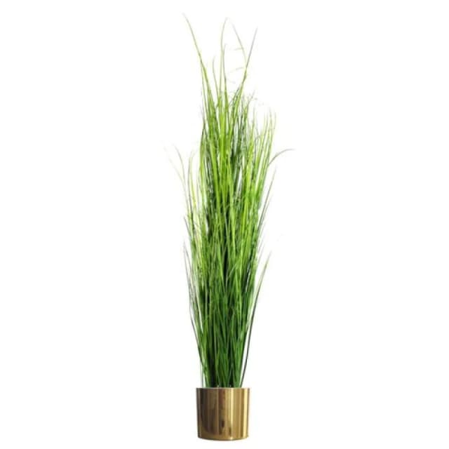 Leaf 130cm Artificial Onion Grass Plant with Gold Metal Planter Green unisex