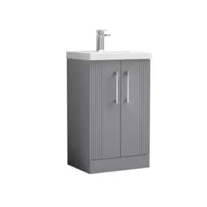 Nuie Deco 500mm Floor Standing 2 Door Vanity & Basin 1 - Satin Grey