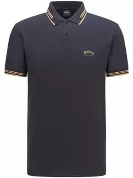 BOSS Logo Trim Polo Shirt Navy