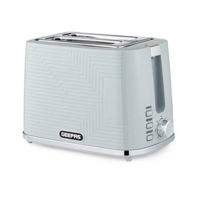 Geepas Opus Collection 2 Slice Bread Toaster with 7 Level Browning Control Crumb Tray Cancel Grey