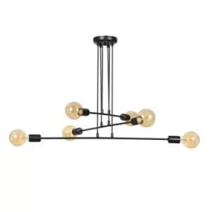 Multipo Black Multi Arm Pendant Ceiling Light 6x E27