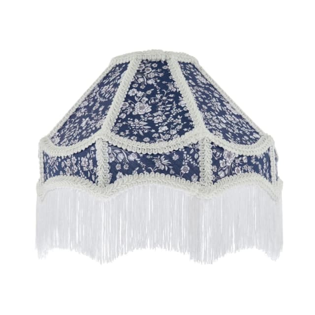 Happy Homewares Classic Handmade Victorian Empire Lamp Shade in Soft Cotton with Tassels in Midnight Size: 12" Midnight Unisex 12"